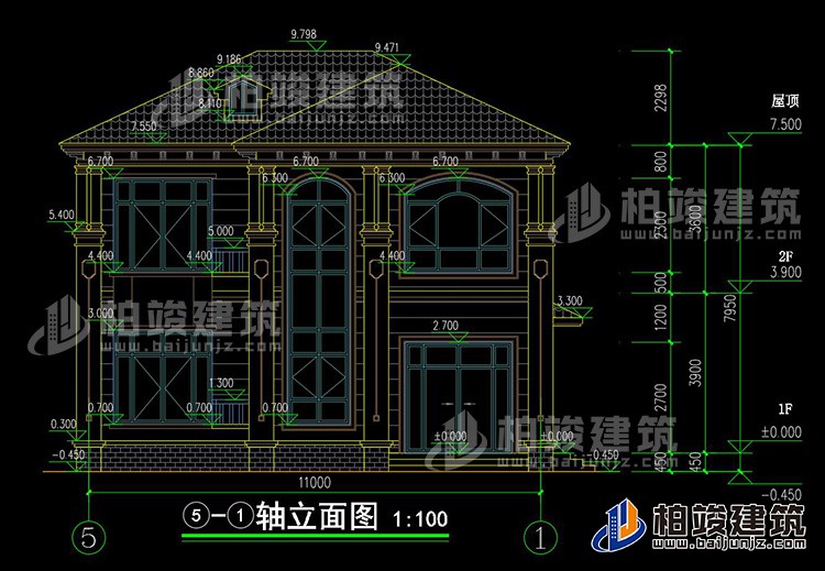 背立面图