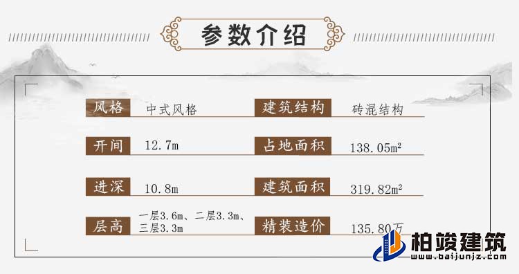 三层新中式农村自建房A3001-新中式风格